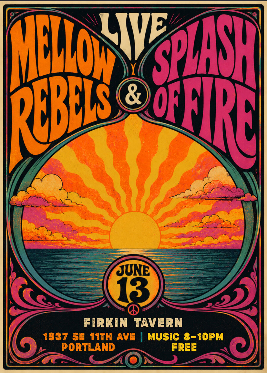 Mellow Rebels & Splash of Fire — June 13 at Firkn Tavern, Portland